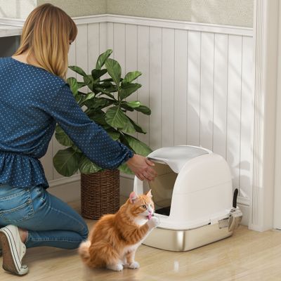 PawHut Arenero para Gato 52.4x41.3x42 cm Blanco