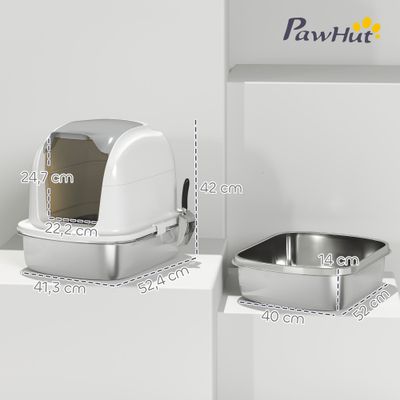 PawHut Arenero para Gato 52.4x41.3x42 cm Blanco