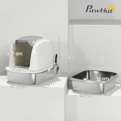 PawHut Arenero para Gato 52.4x41.3x42 cm Blanco