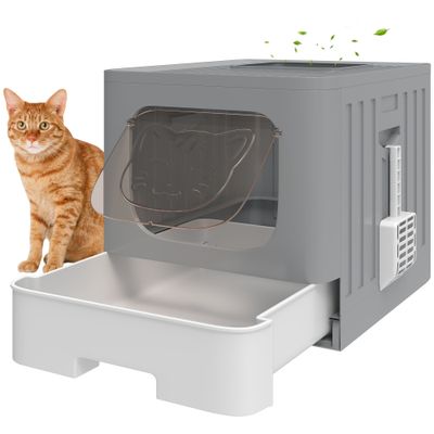 PawHut Arenero para Gato 48x38x38.5 cm Gris