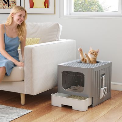 PawHut Arenero para Gato 48x38x38.5 cm Gris
