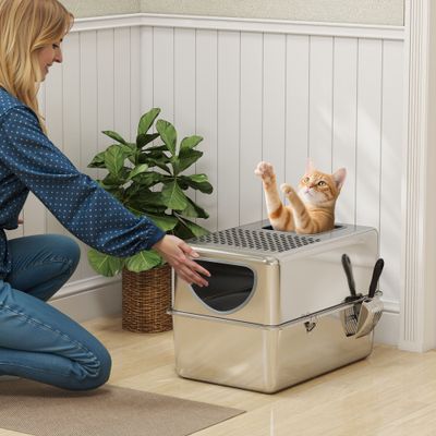 PawHut Arenero para Gato 60x39.6x40.1 cm Plata