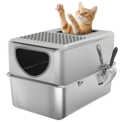 PawHut Arenero para Gato 60x39.6x40.1 cm Plata PawHut Arenero para Gato 60x39.6x40.1 cm Plata