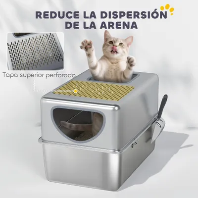 PawHut Arenero para Gato 60x39.6x40.1 cm Plata PawHut Arenero para Gato 60x39.6x40.1 cm Plata