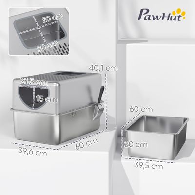 PawHut Arenero para Gato 60x39.6x40.1 cm Plata
