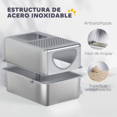 PawHut Arenero para Gato 60x39.6x40.1 cm Plata