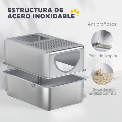 PawHut Arenero para Gato 60x39.6x40.1 cm Plata