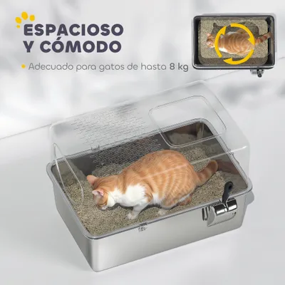 PawHut Arenero para Gato 60x39.6x40.1 cm Plata PawHut Arenero para Gato 60x39.6x40.1 cm Plata