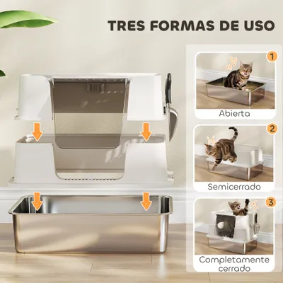 PawHut Arenero para Gato 60.2x40.2x44.5 cm Gris Claro