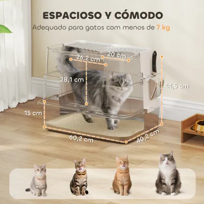PawHut Arenero para Gato 60.2x40.2x44.5 cm Gris Claro