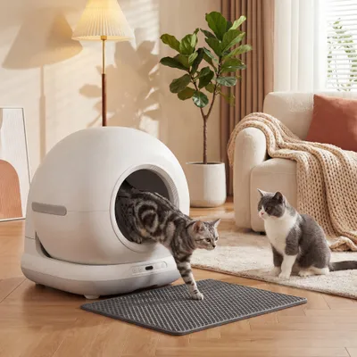 PawHut Arenero Gatos Autolimpiable 58.1x47.5x53 cm Blanco