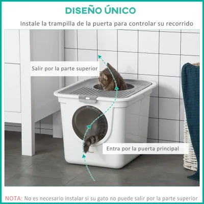PawHut Arenero para Gato 44x55x39 cm Blanco y Gris