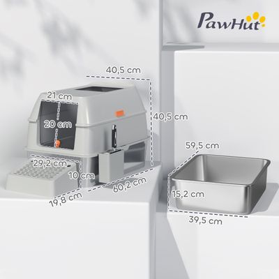 PawHut Arenero para Gato 60.2x40.5x40.5 cm Gris Claro