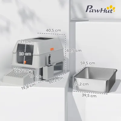 PawHut Arenero para Gato 60.2x40.5x40.5 cm Gris Claro PawHut Arenero para Gato 60.2x40.5x40.5 cm Gris Claro