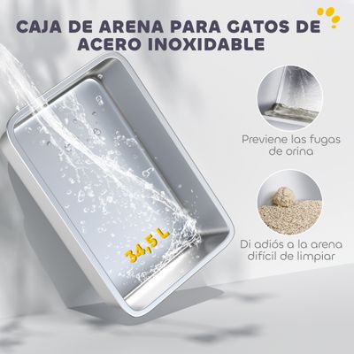 PawHut Arenero para Gato 60.2x40.5x40.5 cm Gris Claro