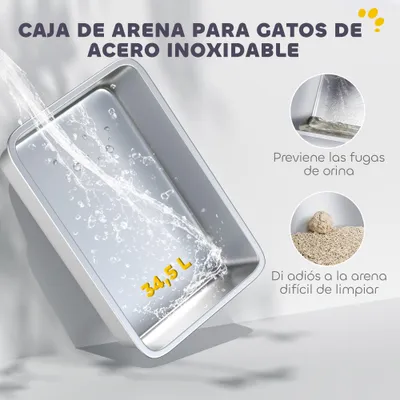 PawHut Arenero para Gato 60.2x40.5x40.5 cm Gris Claro PawHut Arenero para Gato 60.2x40.5x40.5 cm Gris Claro