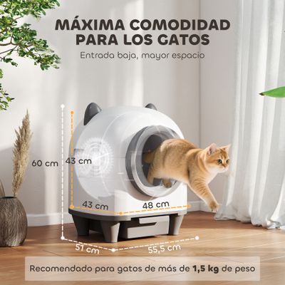 PawHut Arenero Gatos Autolimpiable 55.5x51x60 cm Blanco