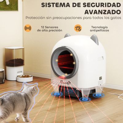 PawHut Arenero Gatos Autolimpiable 55.5x51x60 cm Blanco