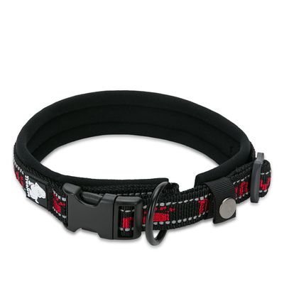 TrueLove Nylon Halsband mit Neopren unterlegt schwarz/rot