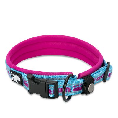 TrueLove Nylon Halsband mit Neopren unterlegt blau/pink