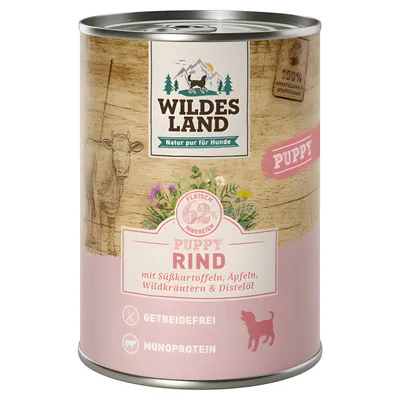 Wildes Land Puppy Rind Süßkartoffeln & Äpfeln 400 g Wildes Land Puppy Rind Süßkartoffeln & Äpfeln 400 g