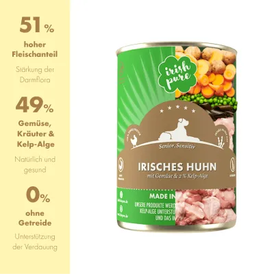 Irish Pure Hunde-Nassfutter Senior – Irisches Huhn mit Gemüse