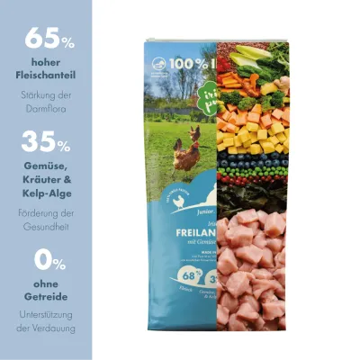 Irish Pure Hunde Junior Trockenfutter, Huhn mit Gemüse & Kelp-Alge