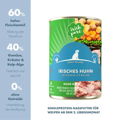 Irish Pure Hunde-Nassfutter Junior – Irisches Huhn mit Gemüse Irish Pure Hunde-Nassfutter Junior – Irisches Huhn mit Gemüse