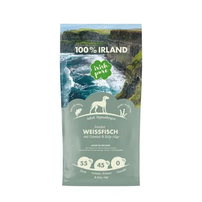 Irish Pure Hunde Adult Trockenfutter, Weißfisch mit Gemüse & Kelp-Alge Irish Pure Hunde Adult Trockenfutter, Weißfisch mit Gemüse & Kelp-Alge
