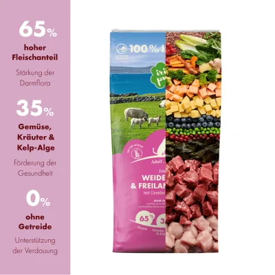 Irish Pure Hunde Adult Trockenfutter, Lamm & Huhn mit Gemüse & Kelp-Alge