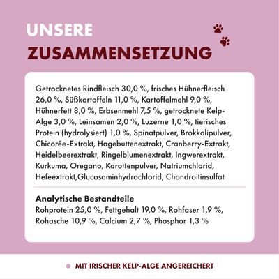 Irish Pure Hunde Adult Trockenfutter, Rind & Huhn mit Gemüse & Kelp-Alge