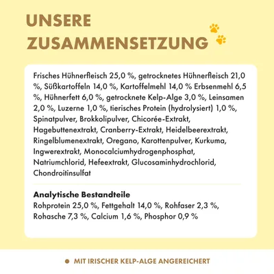Irish Pure Hunde Senior Trockenfutter, Huhn mit Gemüse & Kelp-Alge