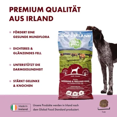 Irish Pure Hunde Adult Trockenfutter, Rind & Huhn mit Gemüse & Kelp-Alge