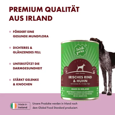 Irish Pure Hunde-Nassfutter Adult – Weiderind mit Gemüse Irish Pure Hunde-Nassfutter Adult – Weiderind mit Gemüse