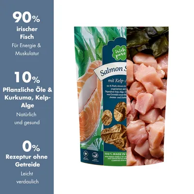 Irish Pure Lachs-Strips – Premium Fischsnack mit Omega-3 & Kelp-Alge Irish Pure Lachs-Strips – Premium Fischsnack mit Omega-3 & Kelp-Alge