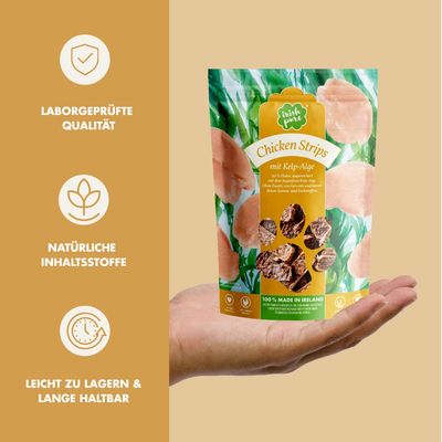 Irish Pure Hähnchen-Strips – Premium Hundeleckerli mit Kelp-Alge