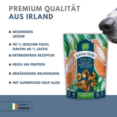 Irish Pure Lachs-Strips – Premium Fischsnack mit Omega-3 & Kelp-Alge Irish Pure Lachs-Strips – Premium Fischsnack mit Omega-3 & Kelp-Alge
