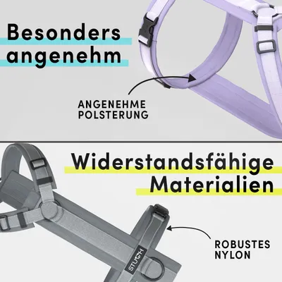 STUCH - Hundegeschirr - verstellbares Nylon Geschirr - gepolstert