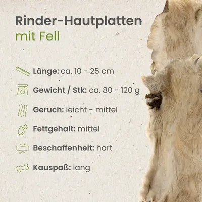 Kauartikel.com Rinder-Hautplatten mit Fell Kauartikel.com Rinder-Hautplatten mit Fell