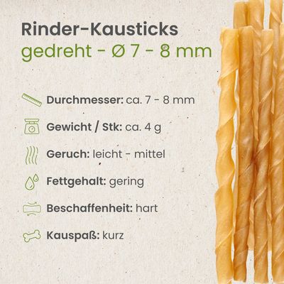 Kauartikel.com Rinder-Kausticks, gedreht - Ø 7 - 8 mm