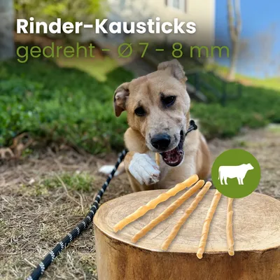 Kauartikel.com Rinder-Kausticks, gedreht - Ø 7 - 8 mm