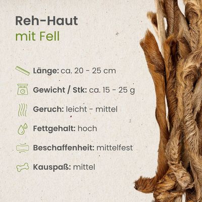 Kauartikel.com Reh-Haut, mit Fell