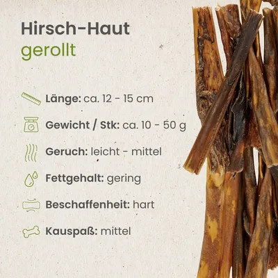 Kauartikel.com Hirsch-Haut, gerollt Kauartikel.com Hirsch-Haut, gerollt