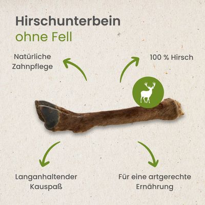 Kauartikel.com Hirsch Unterbein mit Fell
