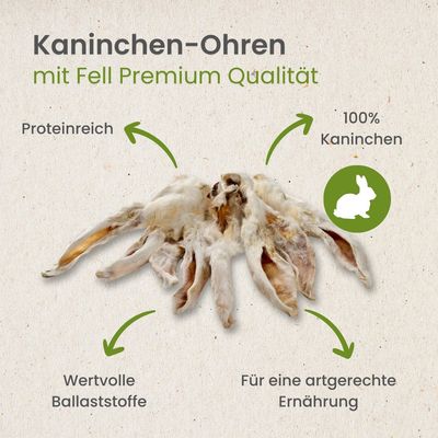 Kauartikel.com Kaninchen-Ohren mit Fell Premium Qualität