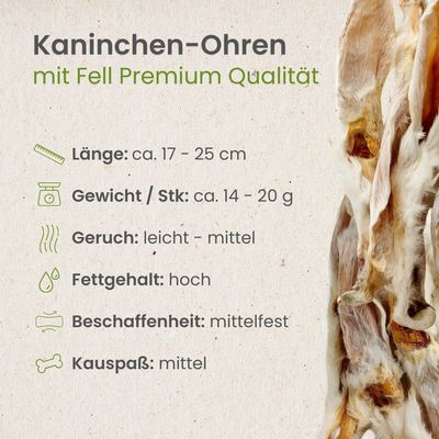 Kauartikel.com Kaninchen-Ohren mit Fell Premium Qualität