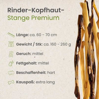 Kauartikel.com Rinder-Kopfhaut-Stange Premium Qualität