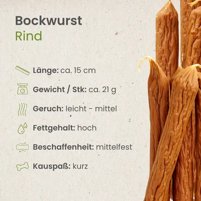 Kauartikel Bockwurst Rind Kauartikel Bockwurst Rind