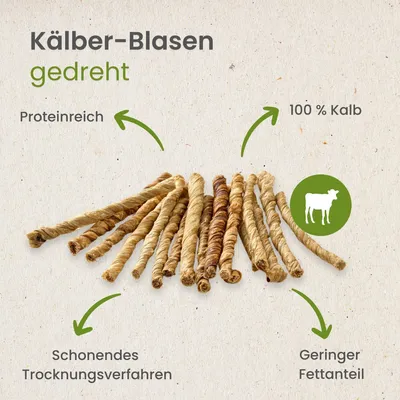 Kauartikel.com Kälber-Blasen, gedreht Kauartikel.com Kälber-Blasen, gedreht