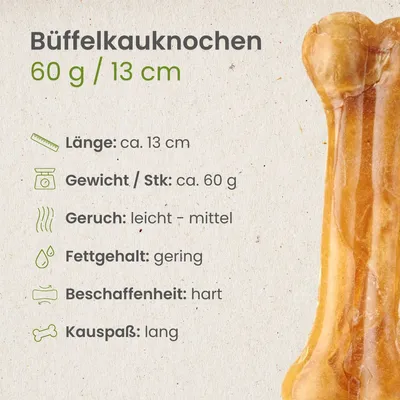Kauartikel.com Büffelknochen, 60g, ca.13cm